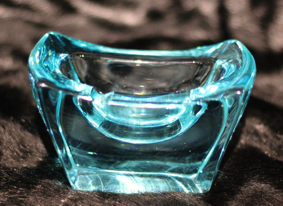 Cenicero DAUM -Cristal Turquesa- Francia -Años 80-
